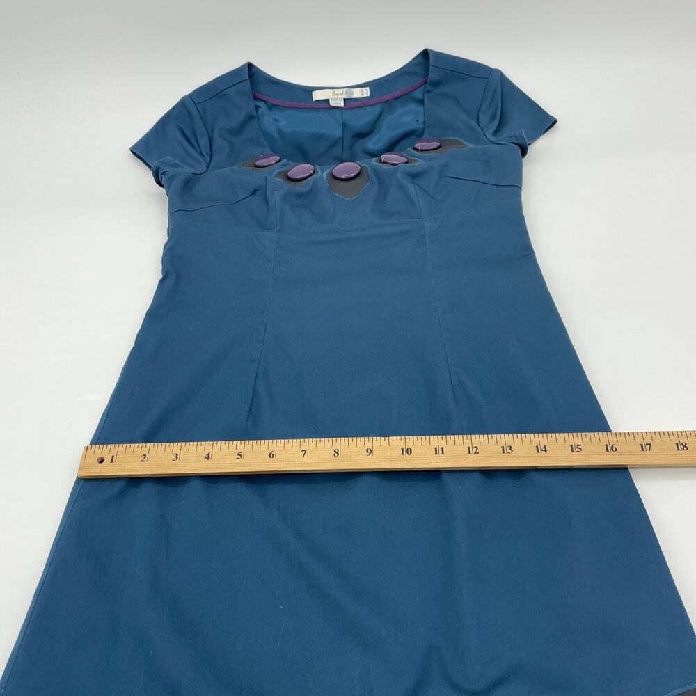BODEN Womens Sheath Dress Size 2P Teal Floral Retro Button Detail Fitted Lined - Picture 10 of 10